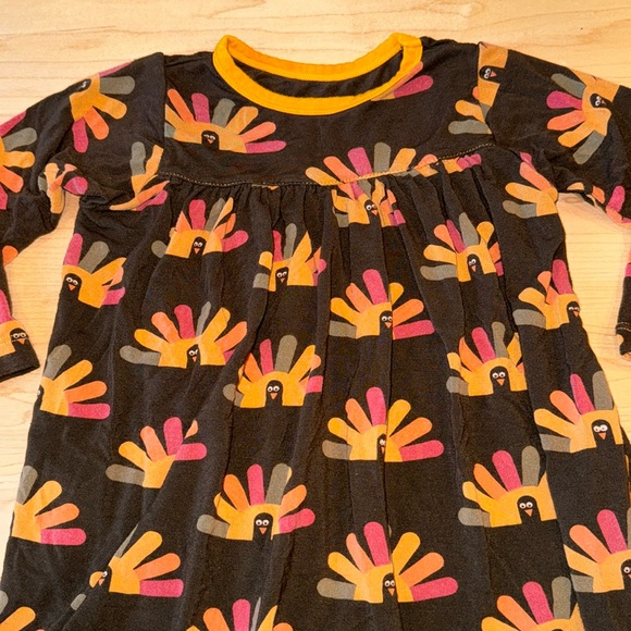 Girls Kickee Pants Thanksgiving Turkeys Dress 18-24 months | Bamboo Cotton Dress - Picture 2 of 7